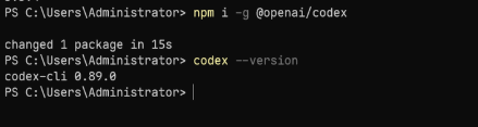 npm 安装 Codex CLI 示例